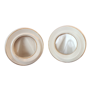 Pair Lenox Ivory Cream & Gold Round Porcelain Picture Frames, 1980s