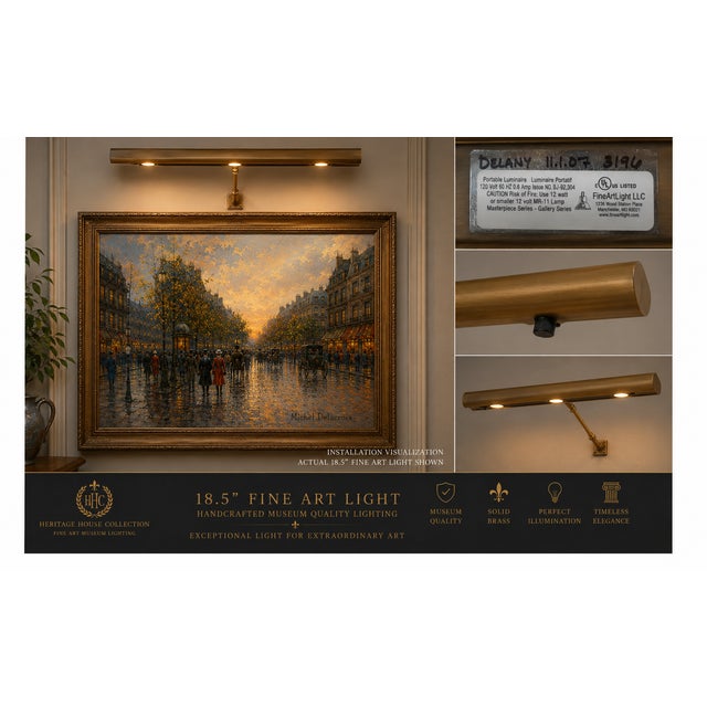 FineArtLight Masterpiece Gallery Series 18.5" Dimmable Picture Light, Adjustable Arm For Sale - Image 12 of 12