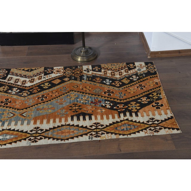 1970s Vintage Handmade Wool Cotton Orange Runner Rug For Sale - Image 10 of 11