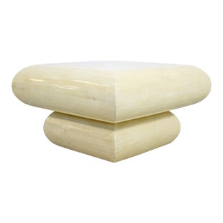 1970s Mid-Century Modern Karl Springer Style Tessellated Square Coffee Table For Sale