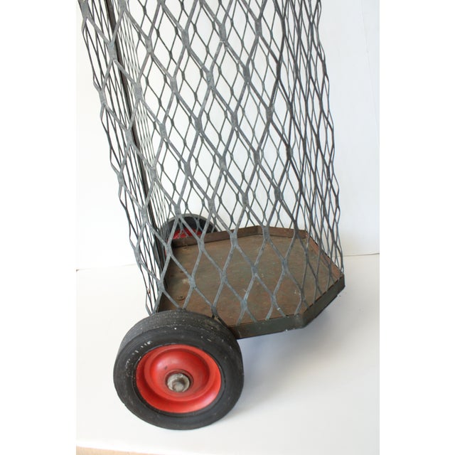 Mid 20th Century Mid-Century French Rolling Market Basket Cart For Sale - Image 5 of 7