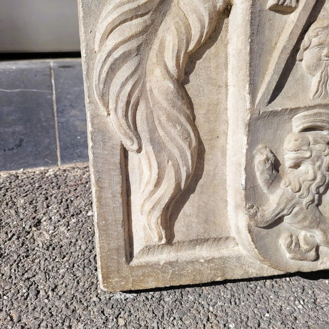 17th Century Carved Marble Coat of Arms with Various Heraldic Symbols For Sale - Image 9 of 16