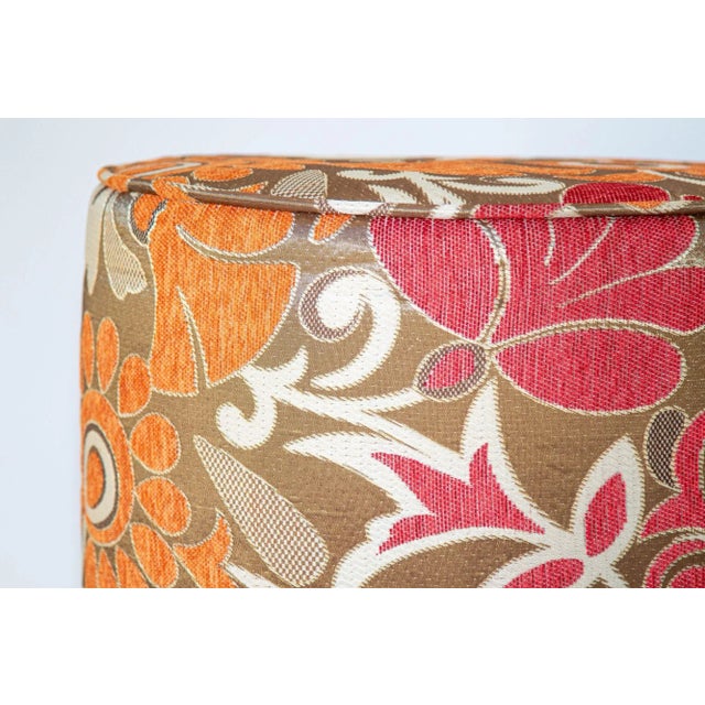 Red Vintage Bohemian Poufs in Post Modern Velvet Upholstered Stools 1970s Style For Sale - Image 8 of 13