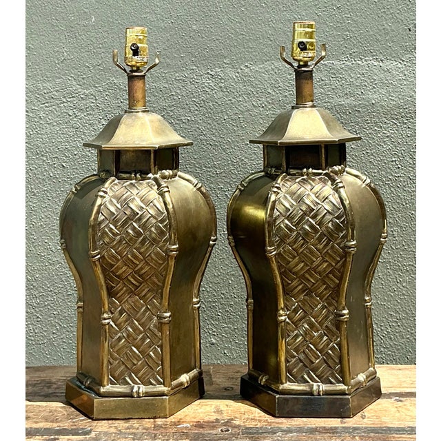 Vintage Bamboo Motif Lamps - A Pair For Sale - Image 10 of 12