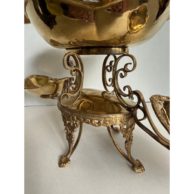 French Revival Brass Epergne Centerpiece With Three Scalloped Removable Bowls For Sale - Image 10 of 16