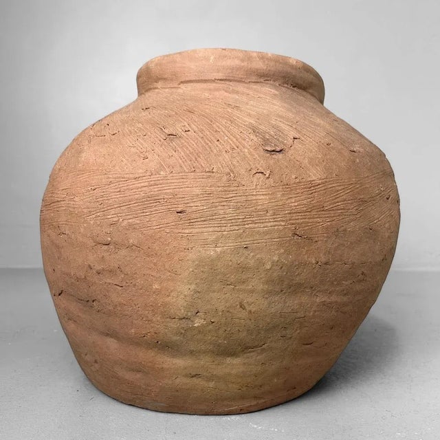 Japanese Organic Terracotta Jar Vase, 1950s For Sale - Image 6 of 14