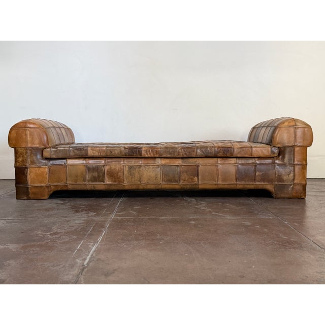 Vintage 1970s Patchwork Leather Daybed Sofa For Sale - Image 10 of 15