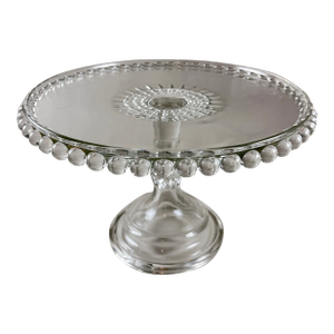 Beaded Raindrop Eapg Nonflint Glass Cake Stand, Circa 1890s