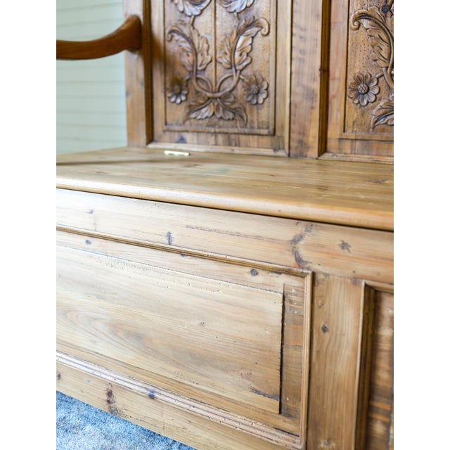 Mid 20th Century English Pine Carved Storage Bench For Sale - Image 13 of 17