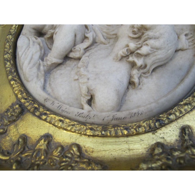 Ew Wyon Marble Cherub Plaque in Victorian Gilt Frame Calmady Children For Sale - Image 9 of 12