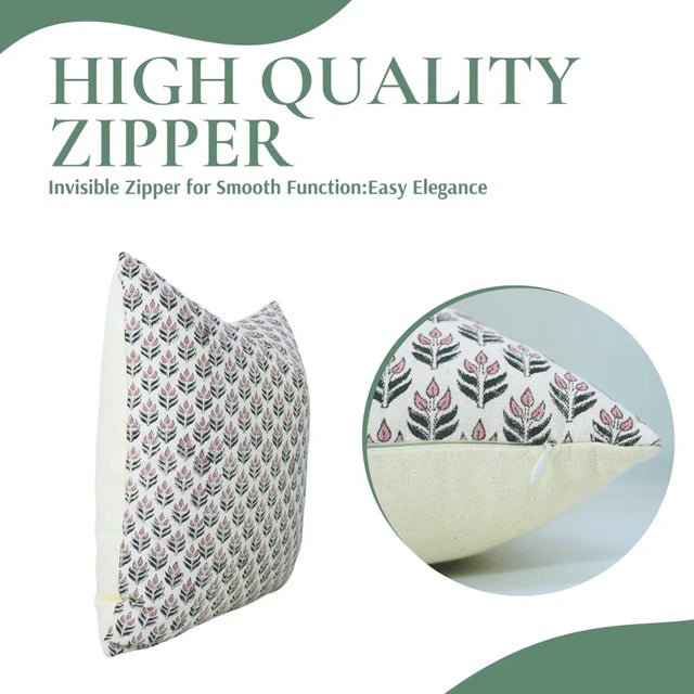 Fabdivine Block Print Handmade Pillow Cover 16x16 Inch -Alia For Sale - Image 4 of 5