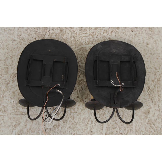 1990s Oval Metal Flemish Double Arm Sconces - a Pair For Sale - Image 11 of 11