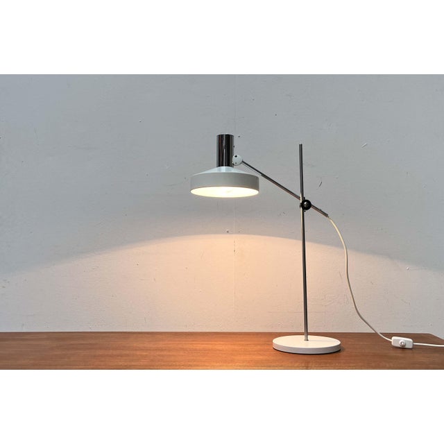 Mid-Century Modern German Minimalist White and Chrome Table Lamp from Kaiser Leuchten, 1960s For Sale - Image 16 of 18