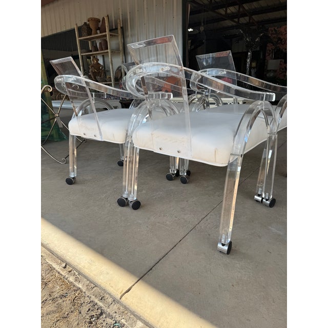 Set of Four Vintage Lucite Armchairs in the Style of Charles Hollis Jones For Sale - Image 6 of 12