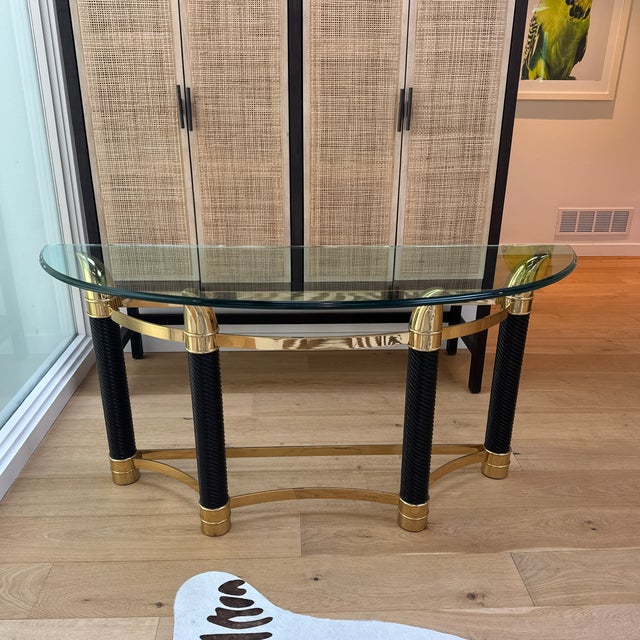 A showstopper of a console table! Gorgeous 1970s table attributed to Italian designer Renato Zevi. It consists of a...