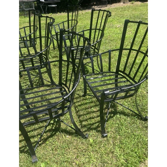 1970s 6 Heavy Rare Vintage Wrought Iron Oversized Chairs For Sale - Image 5 of 8