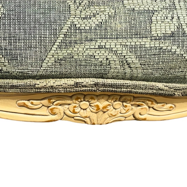 French Louis XVI Style Dining Chairs and Armchairs in Faded Teal Floral Upholstery, 1950s, Set of 8 For Sale - Image 10 of 11
