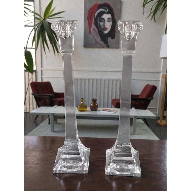 This elegant pair of Villeroy & Boch crystal candlesticks stands at 12 inches tall and bears the signature of the renowned...