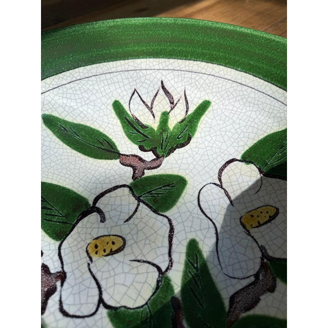1950s Majolica Large Serving Bowl Hartman Studios of Los Angeles, California Magnolia For Sale - Image 4 of 9