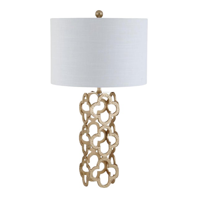 Metal Quatrefoil LED Table Lamp, Gold Chairish