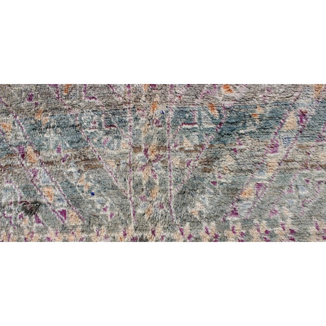 Mid 20th Century Vintage Hand Knotted Moroccan Rug With All-Over Tribal Design in Shades of Blueish/Green For Sale - Image 5 of 11