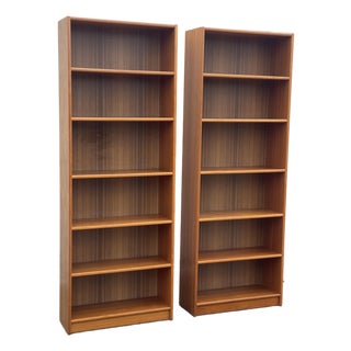 Pair of Tall Mid-Century Modern Scandinavian Bookcases, 83.5" Tall For Sale
