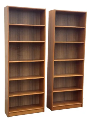 Pair of Tall Mid-Century Modern Scandinavian Bookcases, 83.5" Tall