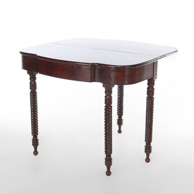 Early 19th Century Antique Sheraton Mahogany Game Table With Rope Carved Legs Unsigned For Sale - Image 5 of 15