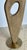 Stylish Abstract Modern Beige solid Wood Almyra floor Lamp, white fabric shade, satin brass base, showroom floor sample