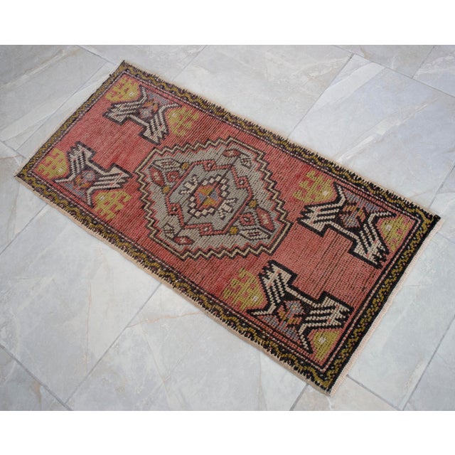 1970s Small Rug, Entryway Rug, Bath Mat, Kitchen Decor, Turkish Rug, Doormat 1'8" X 3'3" For Sale - Image 11 of 14