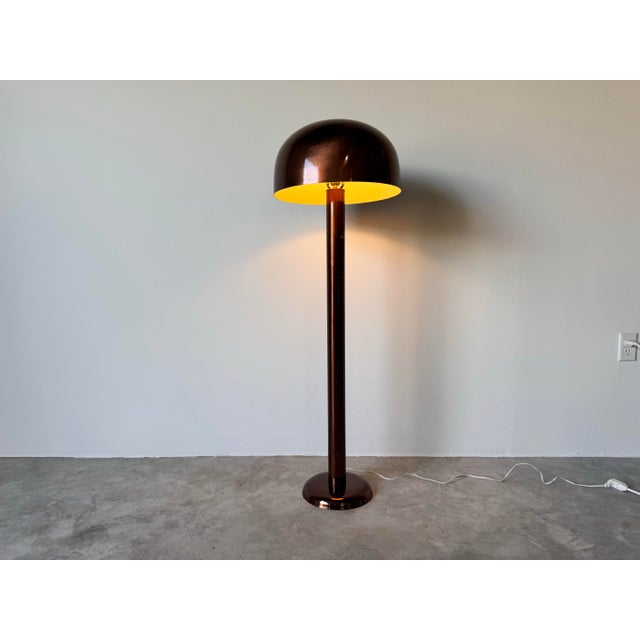 Contemporary Mid-Century Brown / Copper Finish Mushroom Floor Lamp For Sale - Image 3 of 12
