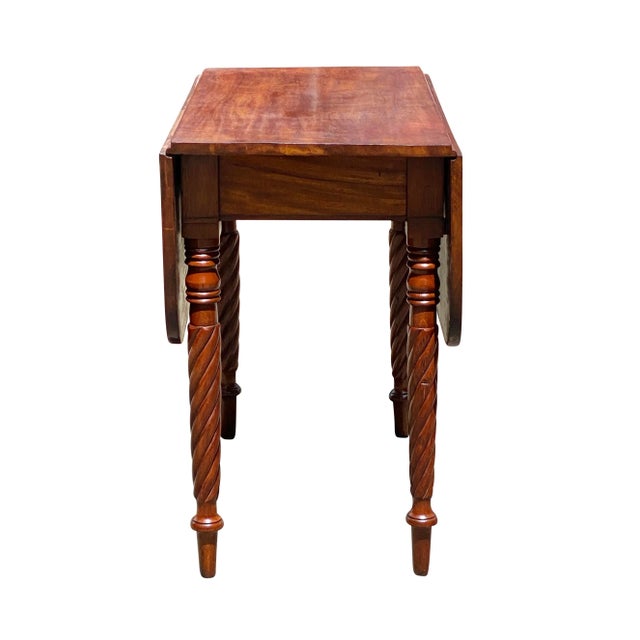 Early 19th Century Antique Sheraton Mahogany Drop Leaf Dining Table With Rope Carved Legs For Sale - Image 11 of 13