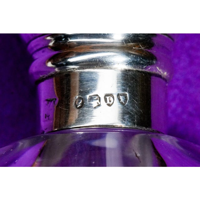 Wonderful Antique Round Crystal Victorian Perfume Flask With Sterling Silver Cap Monogram JLC Home Decor Collectible For Sale In New York - Image 6 of 13