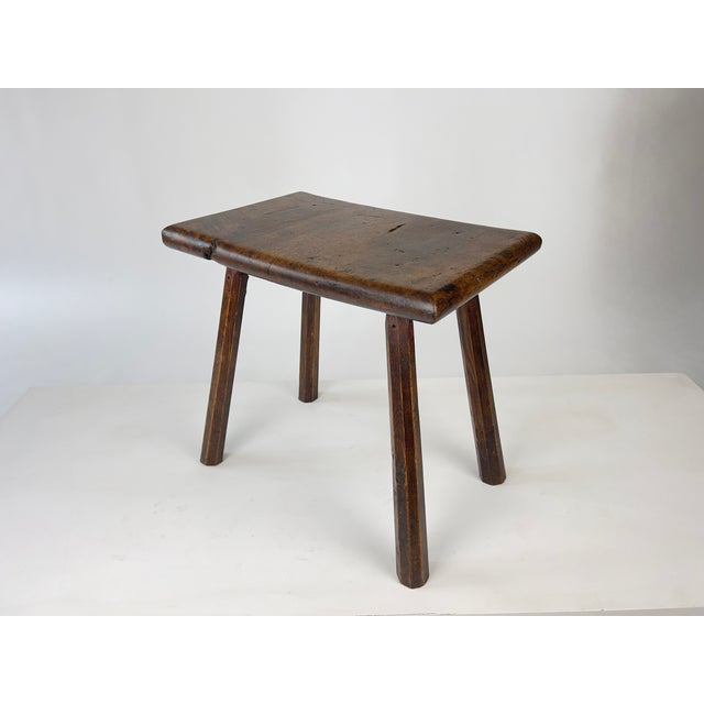 19th Century English Primitive Oak Stool For Sale - Image 4 of 16