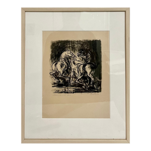 Paul Kleinschmidt1916 German Expressionism Figurative Lithograph Man Two Horses Paul Kleinschmidt, 1916