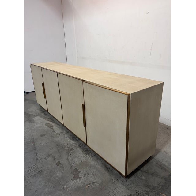 Restoration Hardware Restoration Hardware Modern Cela Shagreen-Inspired Leather Sideboard Buffet For Sale - Image 4 of 13