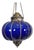 Vintage Indian Blue Glass Pumpkin Pendant Light For Sale