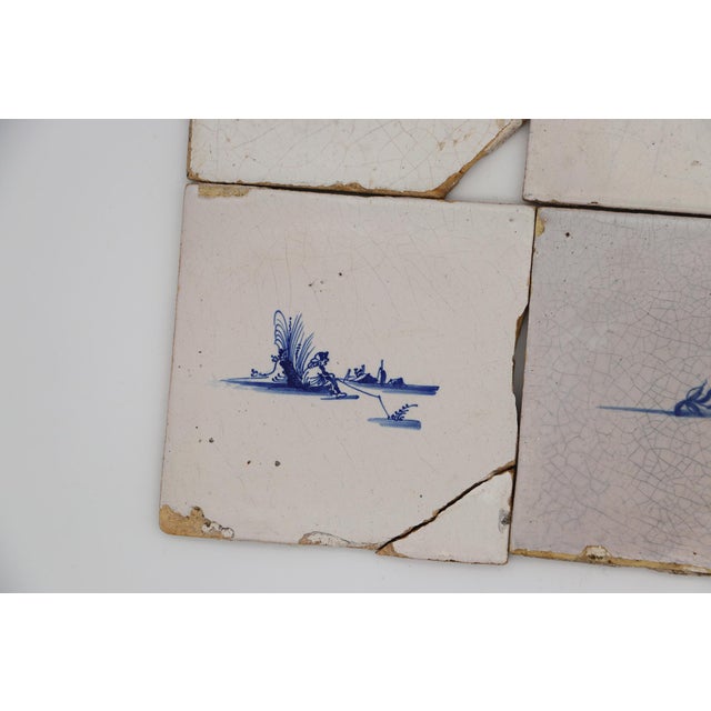 18th Century 18th Century Set of Six Delft Tiles, Earthenware For Sale - Image 5 of 9