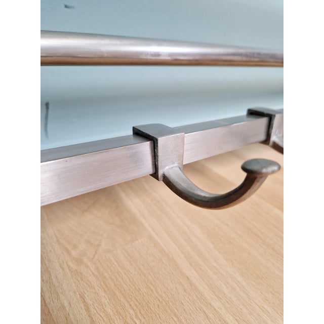 Art Deco Wall-Mounted Coat Rack in Nickel-Plated Brass, 1920s For Sale - Image 6 of 15