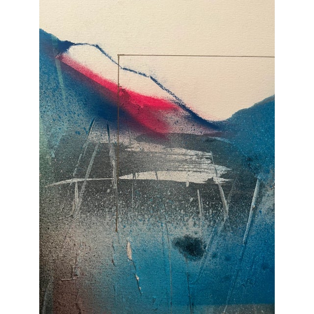 Blue Vintage 1980s Postmodern Abstract Print Signed For Sale - Image 8 of 11