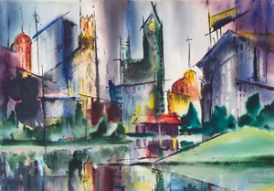 'Lakeshore, Chicago' by Muriel Backman, 1965; California Post-Impressionist, Crocker Art Museum