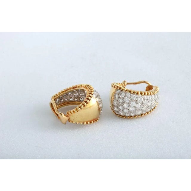 1970s 1970s Pave Set Diamond and Gold Hoop Clip Earrings - 2 Pieces For Sale - Image 5 of 6