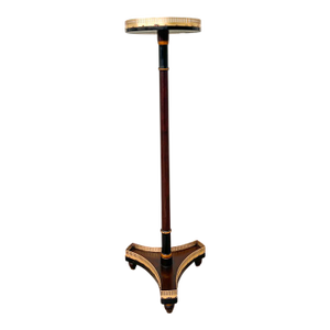1920s Kittinger Regency Style Mahogany Stand With Brass Gallery Black and Gold Accents
