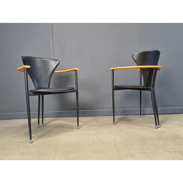 Vintage Leather Armchairs attributed to Arrben, Italy, 1980s, Set of 8 For Sale - Image 6 of 11