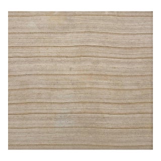 1950s Multibrown Stripe Modern Vintage Kilim n.w. Persian Rug 7'7" X 8'4" Flatweave Wool Carpet For Sale