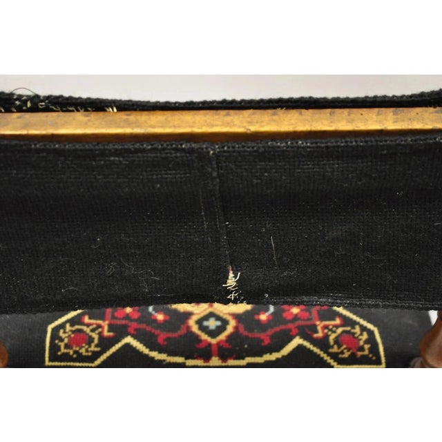 Antique Italian Renaissance Turn Carved Walnut Tapestry Small Childs Side Chair For Sale - Image 9 of 12