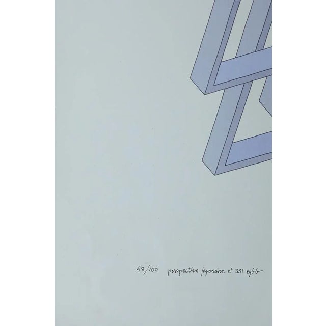 Oscar Reutersvärd, Impossible Figures, Perspective Japonaise No 331, Color Lithograph on Fabriano Paper, 1970s For Sale - Image 6 of 8