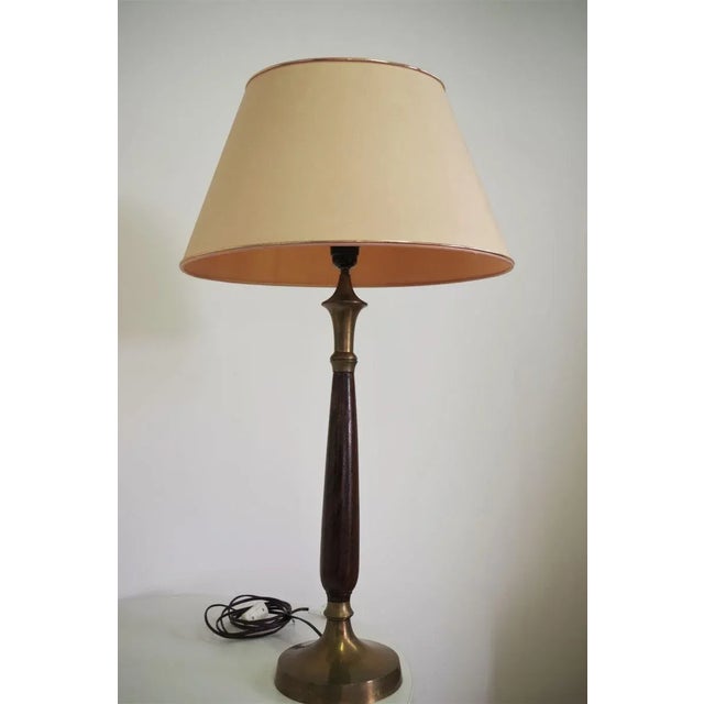 Mahogany, Brass & Cotton Hats Tale Lamps from Abat Jour, 1950s, Set of 2 For Sale - Image 4 of 18