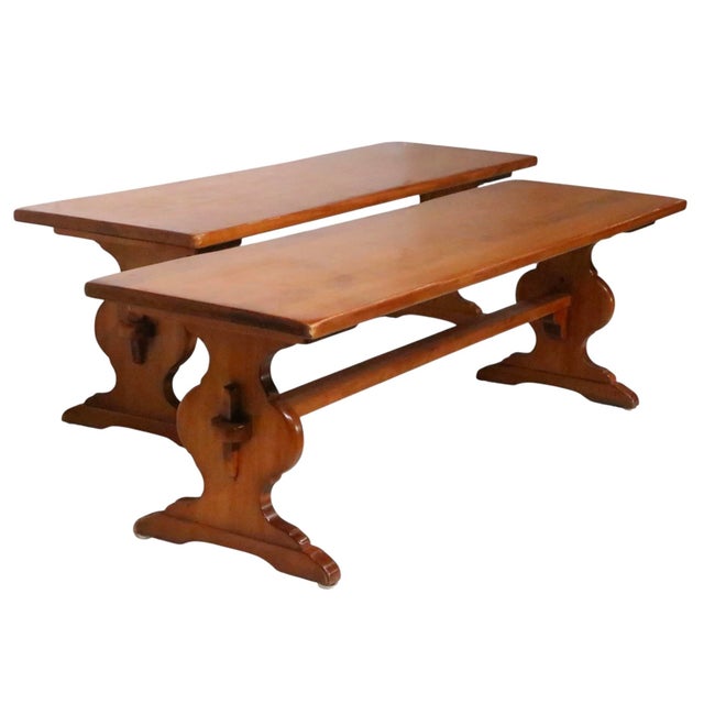 Farmhouse Mid 20th Century Cushman Colonial Benches- a Pair For Sale - Image 3 of 13