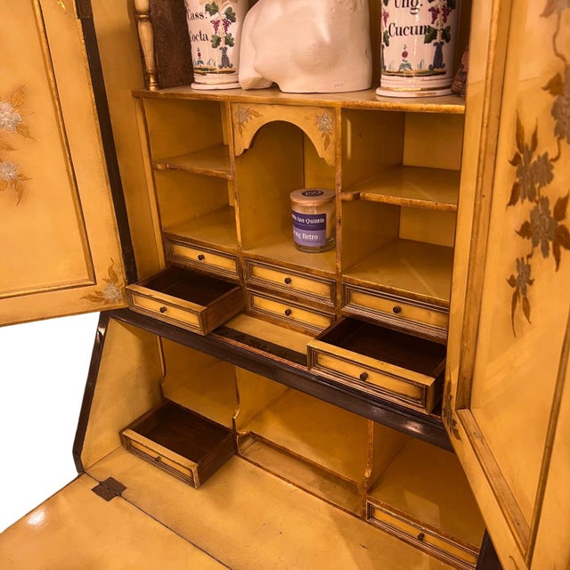 Bookcase with Secretaire in Dark Brown Chinoiserie Lacquer For Sale - Image 10 of 18